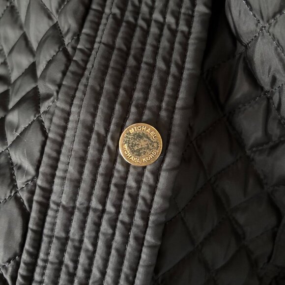 Michael Kors Quilted Black Jacket Womens Size Extra Small Preppy Winter Coat - Picture 15 of 16